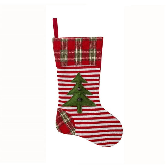 Dengmore Christmas Stockings Striped Plaid Patchwork Knitted Socks Christmas Gift Bag Christmas Decorative Supplies Pendant Christmas Tree Hanging Ornament