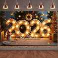 thumbnail image 4 of Festive Design Merry Christmas Banner Holiday Decoration Gold Light Up 2026 Banner for Christmas Party Celebration Indoor Decor, 4 of 9