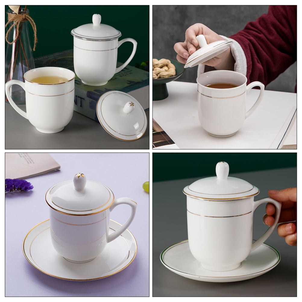 Coffee Cups with Lids Espresso Handle Mug Household Water Milk Ceramic Drinking