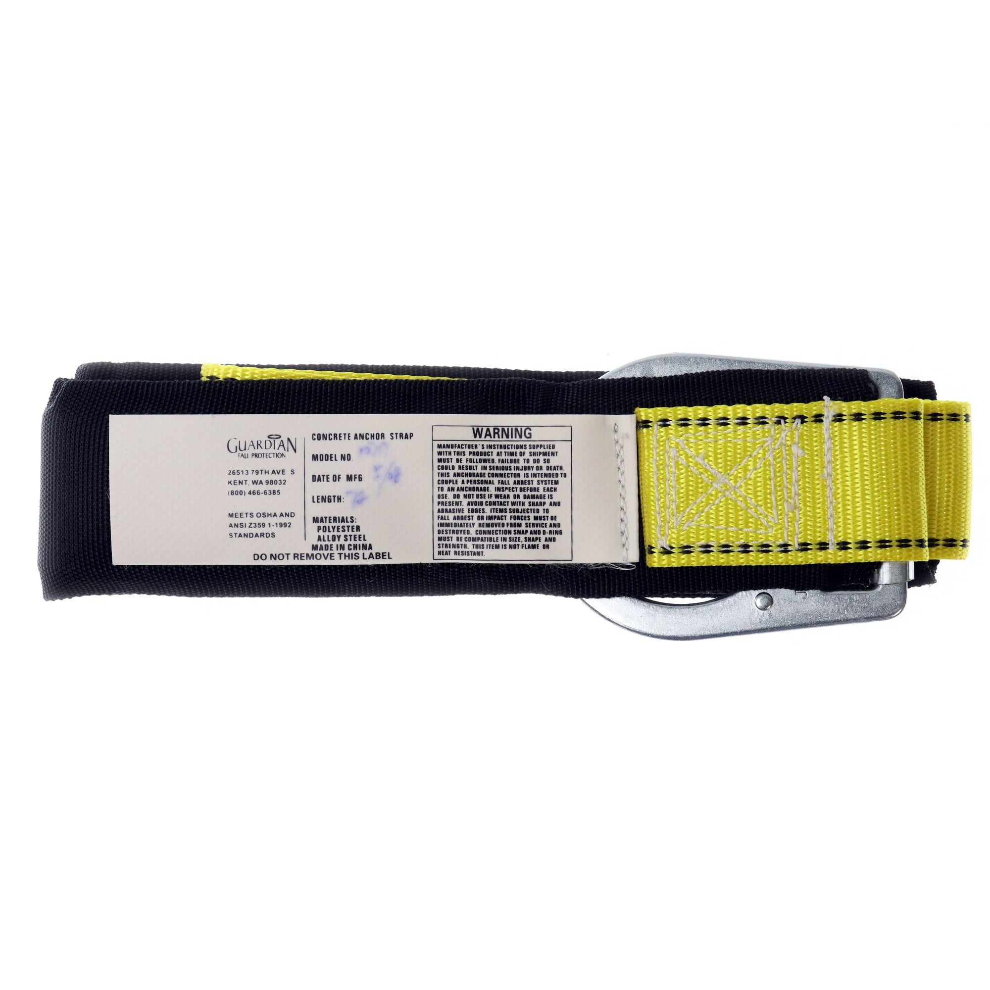 Guardian Fall Protection 10717 Concrete Anchor Strap, 72Inch, 6Feet