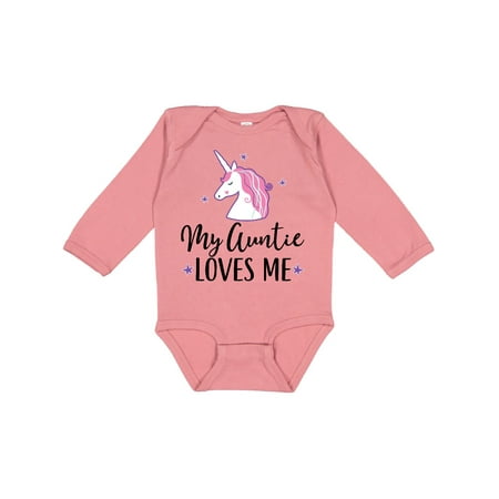 

Inktastic My Auntie Loves Me Unicorn Gift Baby Girl Long Sleeve Bodysuit
