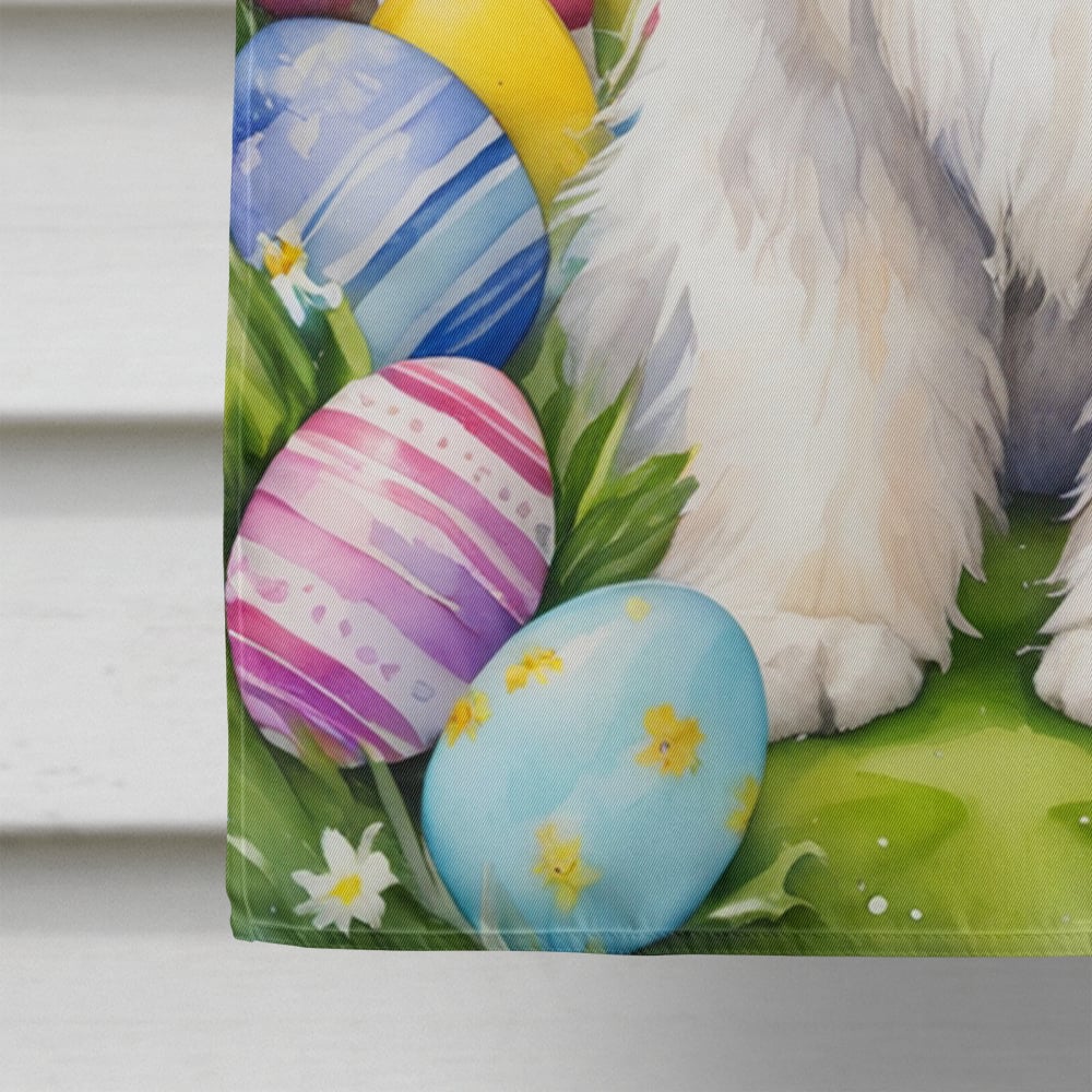 Old English Sheepdog Easter Egg Hunt House Flag 28 in x 40 in