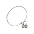 thumbnail image 2 of 7 1/4 inch Oval Eye Hook Bangle Bracelet w/ St. Sebastian / Volleyball in Sterling Silver, 2 of 3