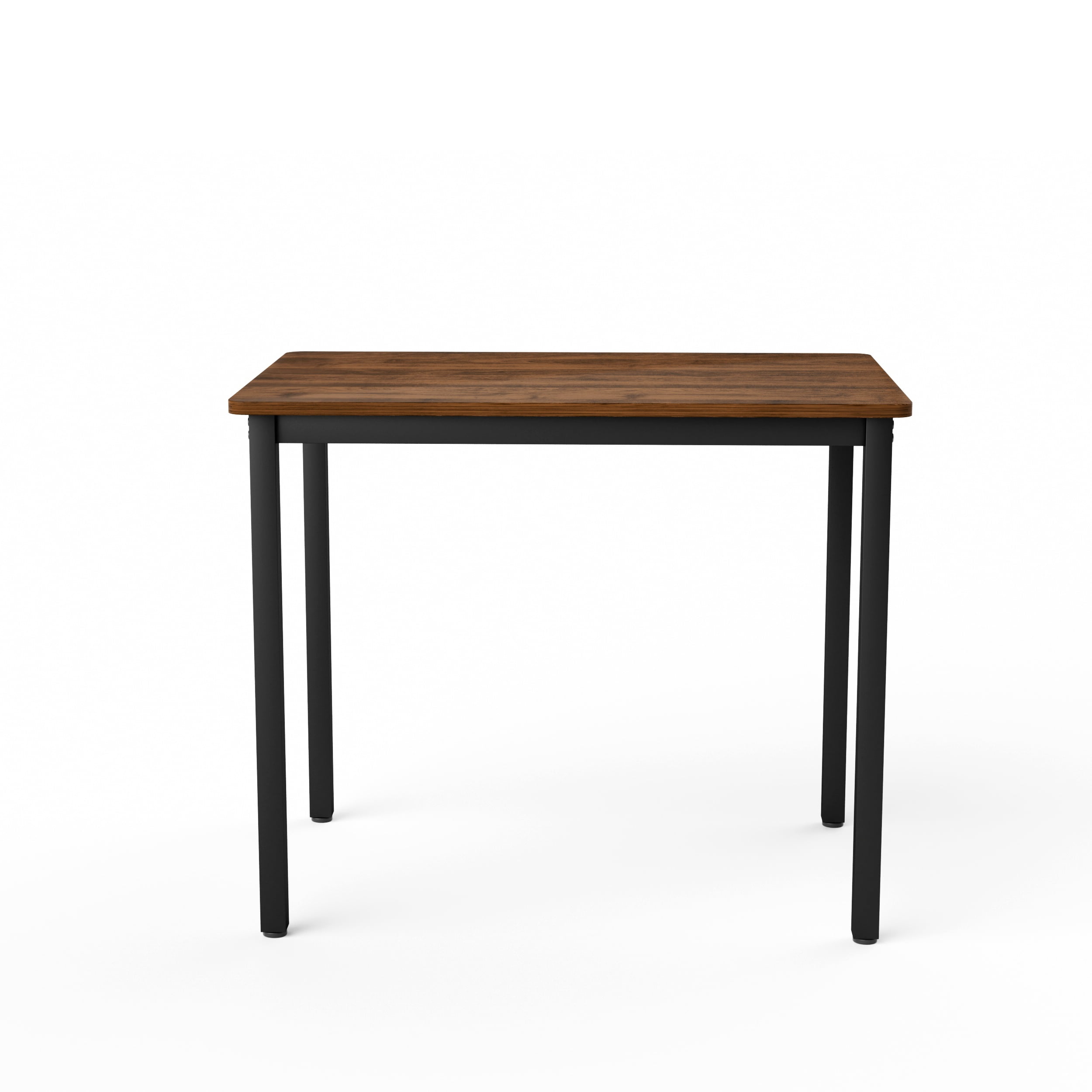 Dining Table Set for 4, Bar Table with 2 Benches, Industrial Kitchen Counter Set, Particle Board with Melamine Veneer, Steel Frame, for Kitchen Breakfast Living Room, Walnut