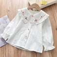 thumbnail image 2 of SERTG Child Cute Long Sleeve Blouses 2025 Pullover Clothes Kids Casual Button Down Smocked Cuffs Shirts Tops Spring Autumn 3-14 Years(White#3,11 Years), 2 of 3