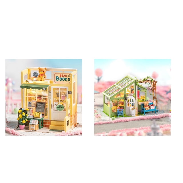 Casa de de 2 Piezas DIY con de Muebles, Juguetes de Ligera LED CUTICAT Casa de muñecas artesanales