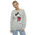 thumbnail image 2 of Women's Mickey Mouse Sweatshirt Crew Neck Gray Classic Distressed Print Disney, 2 of 8