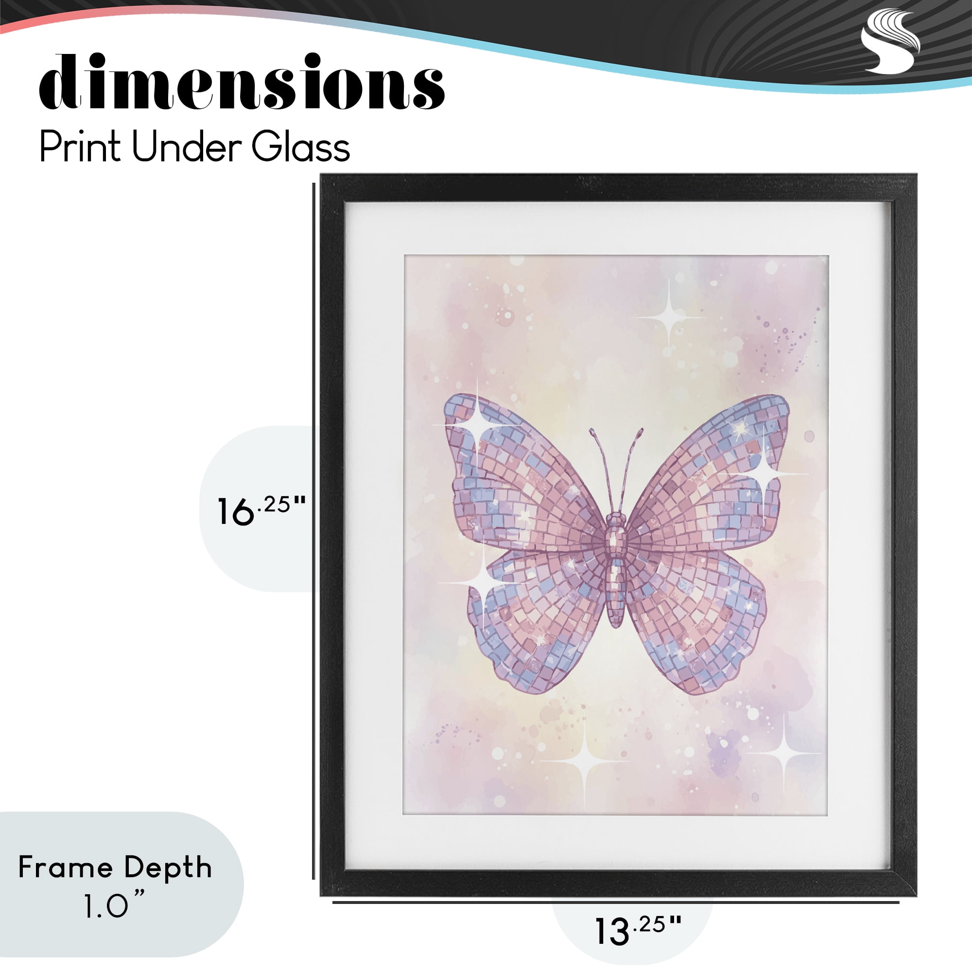 Stupell Industries Delicate Disco Butterfly Black Framed Print Under Glass, design by Lil' Rue