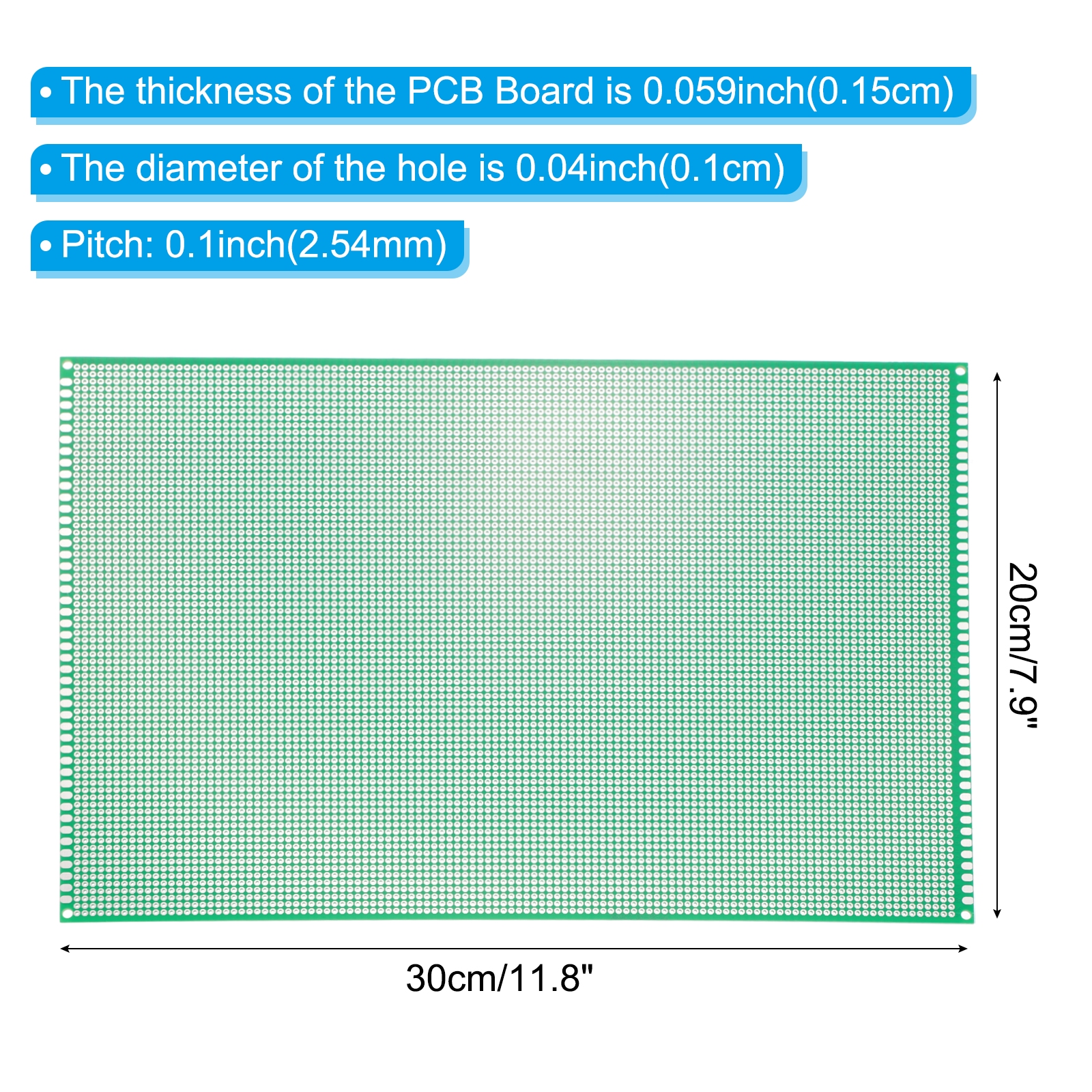 7.9" x 11.8" PCB Board Circuit, 5 Pcs Single Sided Prototype Solder Boards for Soldering and Electronic Project Circuit Boards Solderable Breadboard, Green