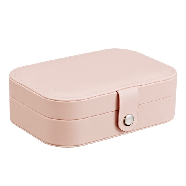 Portable Simple Storage Box Multifunctional Two Layers Container for Women Travel Small Pu Leather Jewelry Case Orange