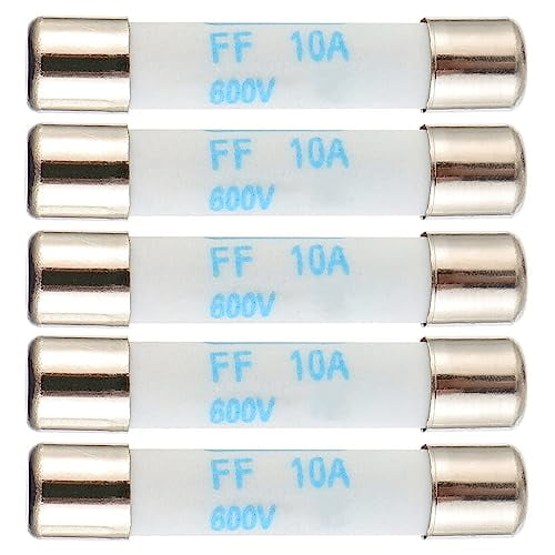 Digital Multimeter Fuse 10A 600V DC Fast Acting Nickel-Plated Brass Ceramic Fuse 6.3x32 mm FF10A (Pack of 5)$$Tools & Hardware Other