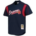 thumbnail image 2 of Men's Mitchell & Ness Greg Maddux Navy Atlanta Braves Cooperstown Collection Mesh Batting Practice Button-Up Jersey, 2 of 4