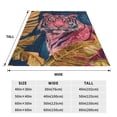 thumbnail image 3 of Bixox Fleece Blanket Pink Tiger Gold Leaves Pattern Super Soft Double-Sided Microfiber Flannel Blanket for Sofa, Bed, Couch,Suitable for All Seasons - 60"x50", 3 of 5
