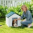 thumbnail image 2 of PawHut 26" Plastic Dog House Outdoor, Waterproof Dog Kennel, Blue, 2 of 10