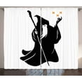 thumbnail image 1 of Wizard Curtains 2 Panels Set, Hand Drawn Style Old Druid Silhouette with Stars on His Finger Tips, Window Drapes for Living Room Bedroom, 108W X 90L Inches, Black Orange and White, by Ambesonne, 1 of 3