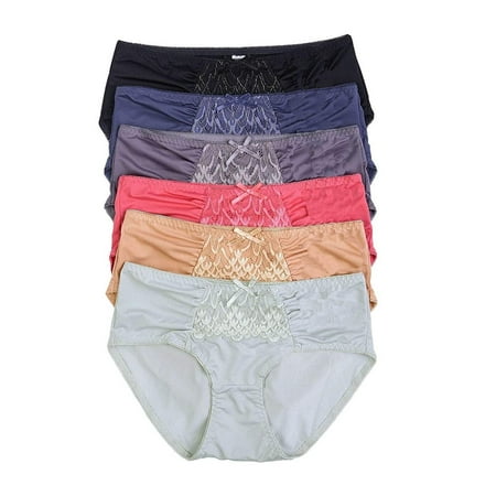 12 Pieces Underwear Women Briefs Sexy Lace Plain Bikini Panty S-XL (Small)