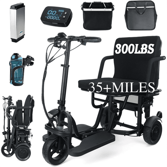 Electric Mobility Scooter for Adult, Senior Scooter with Automatic Cruise Control, 35 Miles, 9.32 MPH, 2 Batteries