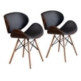 thumbnail image 4 of Vanity Art Synthetic Leather Seat Mid-Century Living Room Kitchen Dining Room Curved Back Seat Walnut Accent Dining Chair UC-9B, 4 of 8