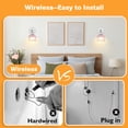 thumbnail image 3 of HKMGT Wireless RGB Wall Sconces Set of 2, USB Rechargeable Battery Operated Wall Lights with Remote, 3 Color Temperatures & 12 RGB Colors, Dimmable Modern Pink Glass Wall Lamp for Bedroom, 3 of 11