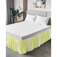 thumbnail image 4 of Yellow White Stripe Wrap Around Bed Skirts for California King Bed 18" Drop,Bed Skirt with Adjustable Elastic Belt Dust Ruffle Bed Valance for Bedroom Modern Rustic Vertical Striped Bed Frame Cover, 4 of 7