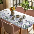thumbnail image 3 of Spring Flowers Table Cloths for 4 Foot Rectangle Tables, Vintage Blue Floral Leaves Birds Rustic Plants Patio Waterproof Elastic Fitted Tablecloths, Washable Rectangular Table Cover for Camping, 3 of 8