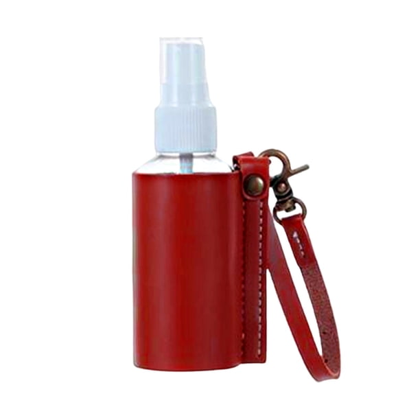 Botella vacía Zulema dispensador de jabón de manga de cuero PU con clip de mosquetón Rojo 60ml
