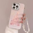 thumbnail image 1 of Pink Glitter Castle Phone Case with Lanyard for iPhone 15 14 13 12 Pro Max Plus Princess Fairytale Phone Case Cover pink with strap for iphone13 Pro(6.1"), 1 of 6
