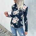 thumbnail image 4 of RQYYD Women's Floral Print Hoodie Long Sleeve Cowl Neck Drawstring Sweatshirt Casual Loose Pullover Lightweight Tops(Navy,M), 4 of 9