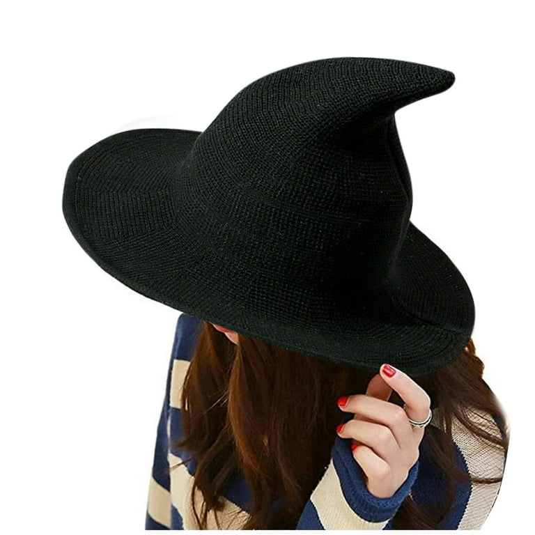 Uqiangy Knitted Witch Hat Cap Women Costume Warm Hat Foldable