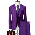thumbnail image 4 of Conjunto de trajes de negocios para hombre, chaqueta de Color sólido de alta gama, blazer personalizado de marca de gran tamaño, 3 piezas, 4 of 5