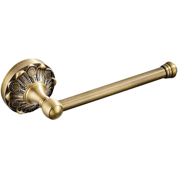 Antique Gold Towel Ring, Brass Oval Hand Towel Holder Wall Mount, Vintage Decorative Bathroom Accessories with Petal Relief, Towel Storage Hanger Rack for Toilet