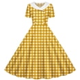 thumbnail image 2 of Tumotour Summer T-Shirt Dress for Women's Flowy Pleated A-Line Dress Lapel Short Sleeve Mid-Length Plaid Beach Sundress, 2 of 7