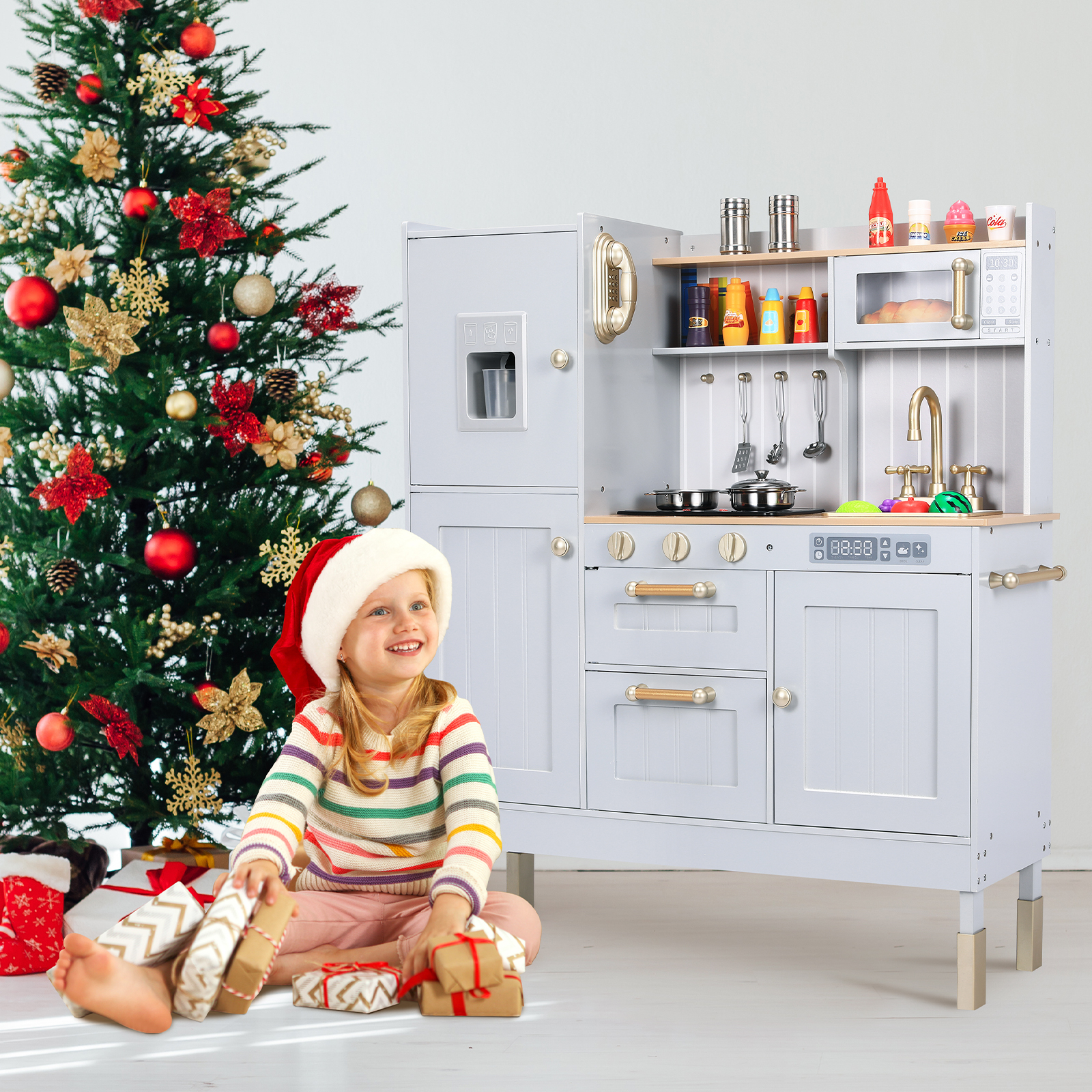 Arlopu Kids Pretend Play Kitchen Set with Sound & Light photo 7