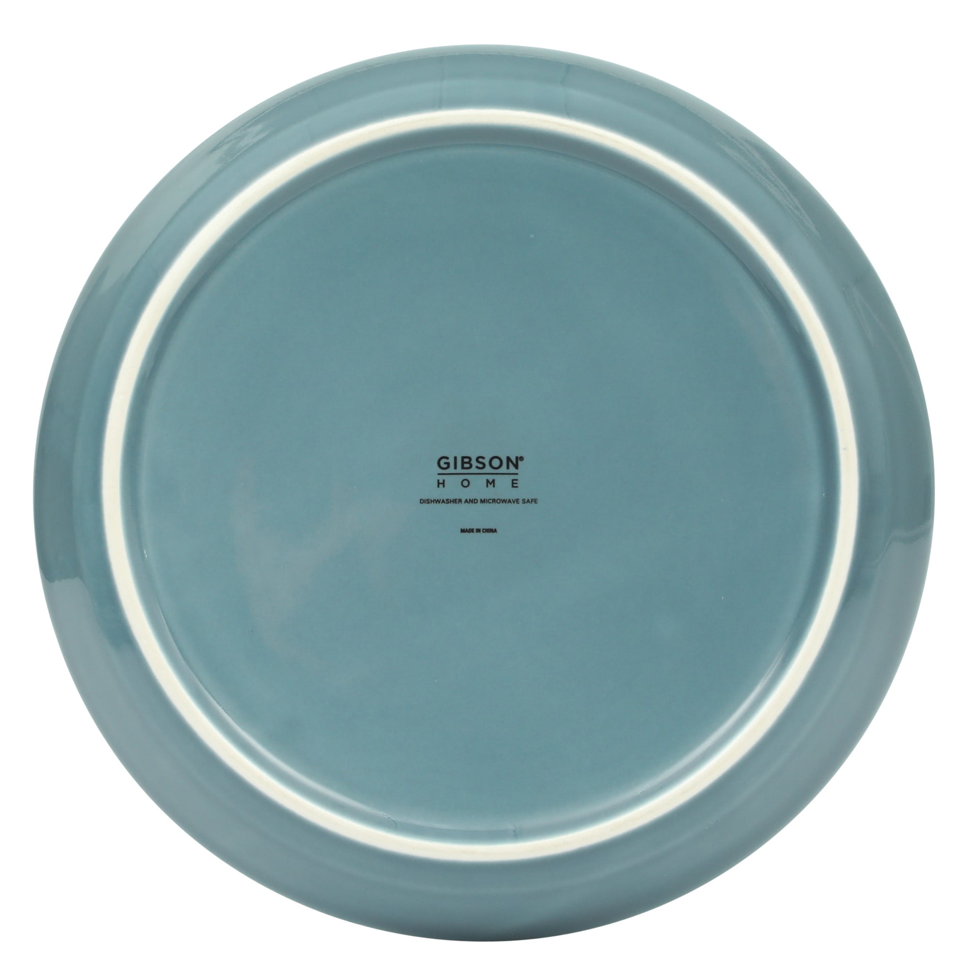 Gibsn Home Summer Shades 16 Piece Plates and Bowls Dishes Service for 4 Porcelain Dinnerware Set - Blue