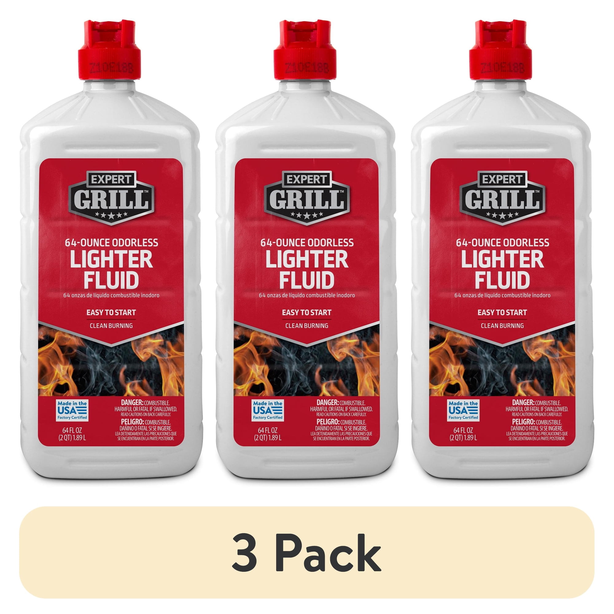 (3 pack) Expert Grill Charcoal Lighter Fluid, 64 oz