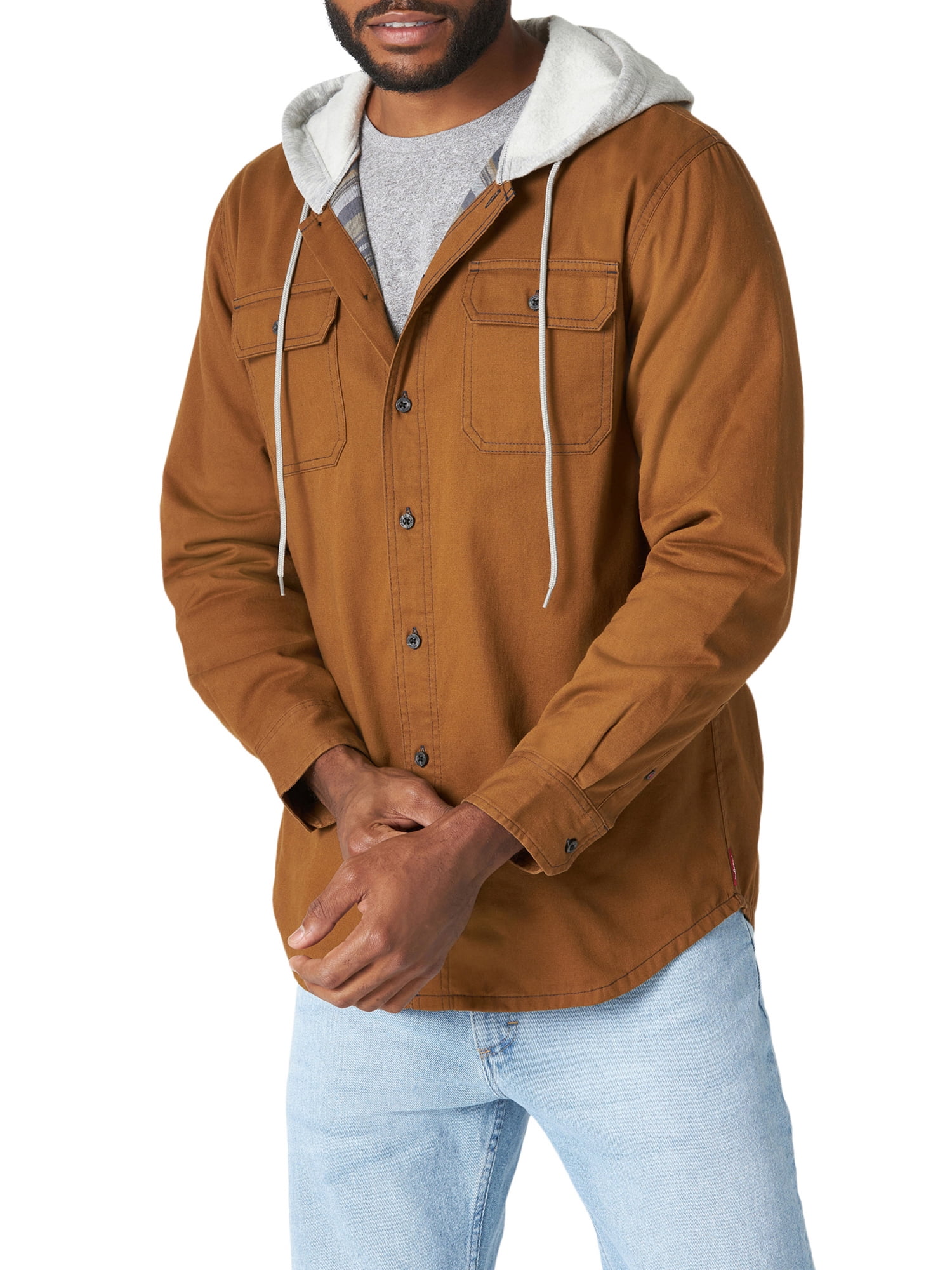 Wrangler Men's Long Sleeve Hooded Lined Flannel Shirt Jacket 