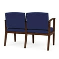 thumbnail image 3 of Amherst Wood Reception Waiting Room Healthcare 2-Seat Chair / Walnut Wood / Blue, 3 of 5