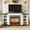 B# White & Brown(Red Brick Fireplace), variant on LGHM 70" Electric Fireplace TV Stand with Mantel, Farmhouse Entertainment Center for TVs up to 80", White & Brown