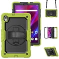 thumbnail image 1 of Case for Lenovo Tab K10 10.3 Inch / M10 FHD Plus 2020 2nd Gen with Screen Protector, 360 Degree Rotating Kickstand Hand Strap Heavy Duty Shockproof Cover with Shoulder Strap, Lime, 1 of 7