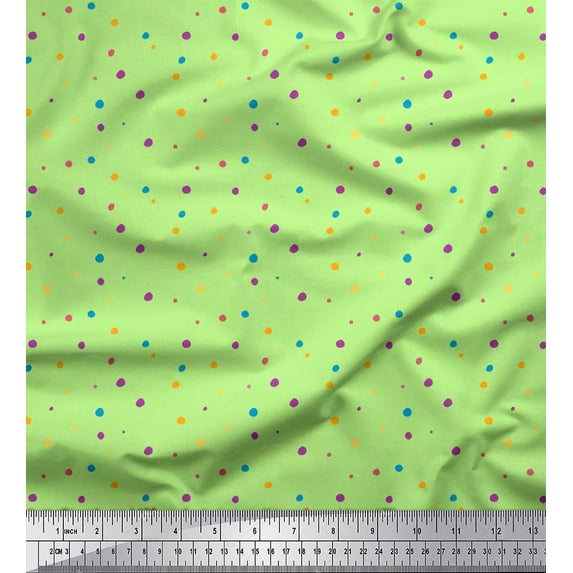 Soimoi Silk Fabric Colorful Dots Printed Craft Fabric by the Yard 42 Inch Wide