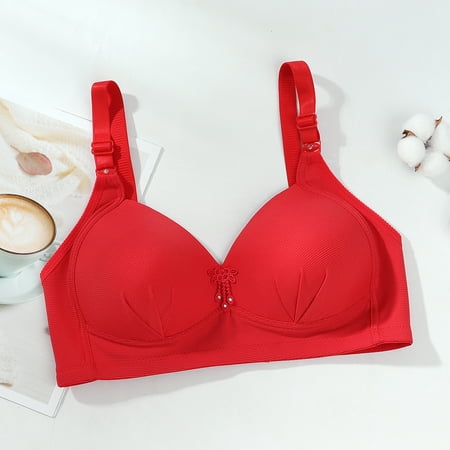 Bestselling  Womens Plus Size Full Cup Bra  Adjustable Cotton Underwear  Breathable Seamless  Comfortable Fit  Everyday Wear  Supportive  Soft Material  Support Bras for Women | Red M  Sopatenor