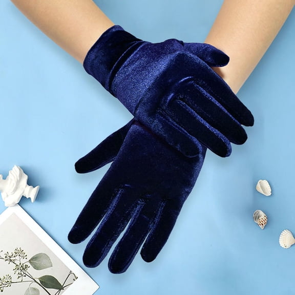 D-GROEE Vintage Short Opera Flannelette Gloves Wrist Banquet Gloves Tea Party Dancing Gloves