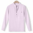 thumbnail image 4 of Men's Long Sleeve T Shirt Casual Two Button Down Lightweight Pullover Tops Solid Color Work Vacation Tshirts, 4 of 8