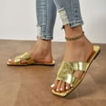 thumbnail image 5 of Viluyesy Women's Flat Sandals, Square Toe Slip-On Soft Comfortable Summer Casual Beach Slides Shoes Gold, 5 of 9