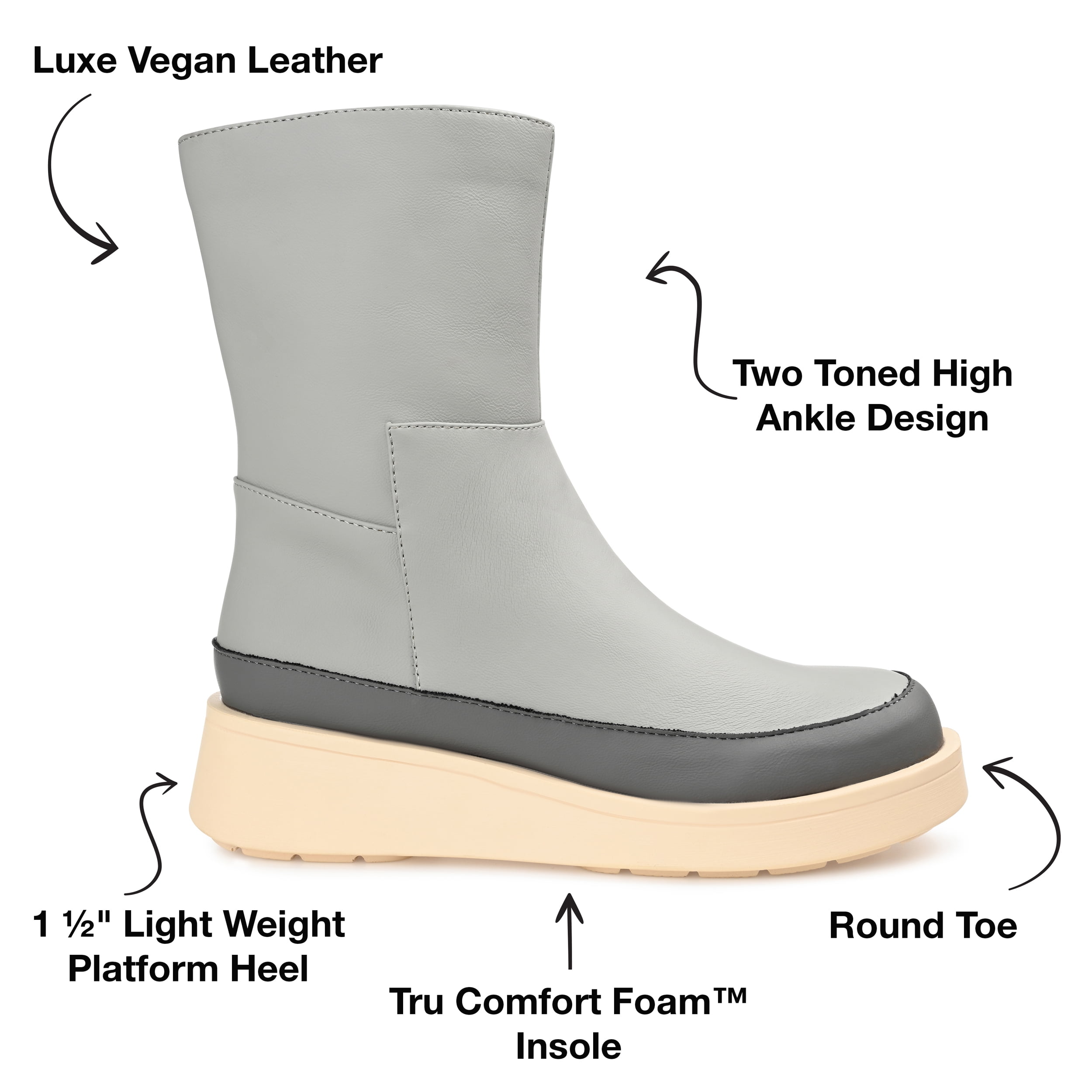 Journee Womens Cristen Inside Zip Platform Booties