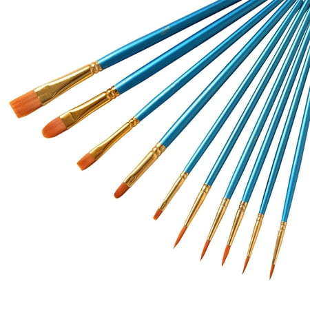 10pcs/set Pointed Round Paintbrush Nylon Hair Artist Paint Brushes for Watercolor Oil Nail