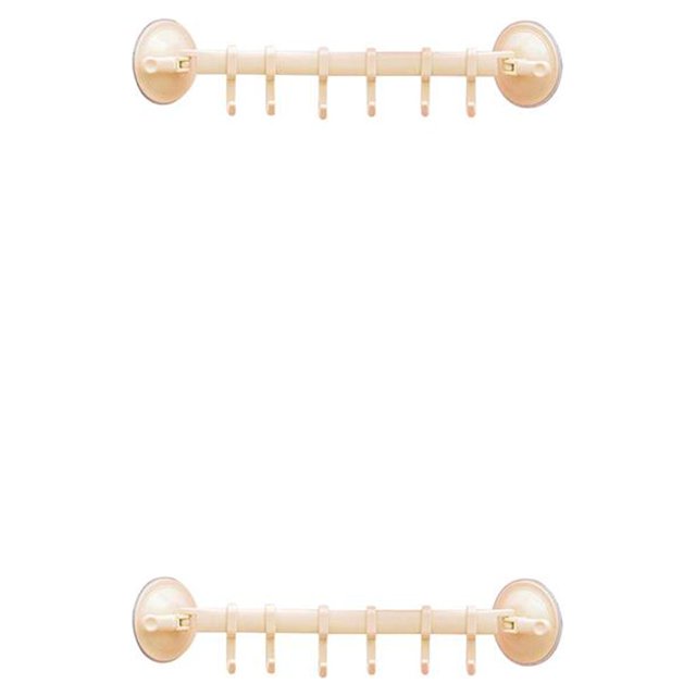 Moyic Organizador de cocina, estante de pared al vacío, ventosa, 6 ganchos para cocina, baño, toalla, baño, soporte de cocina, percha con Beige PC 1 2Conjunto