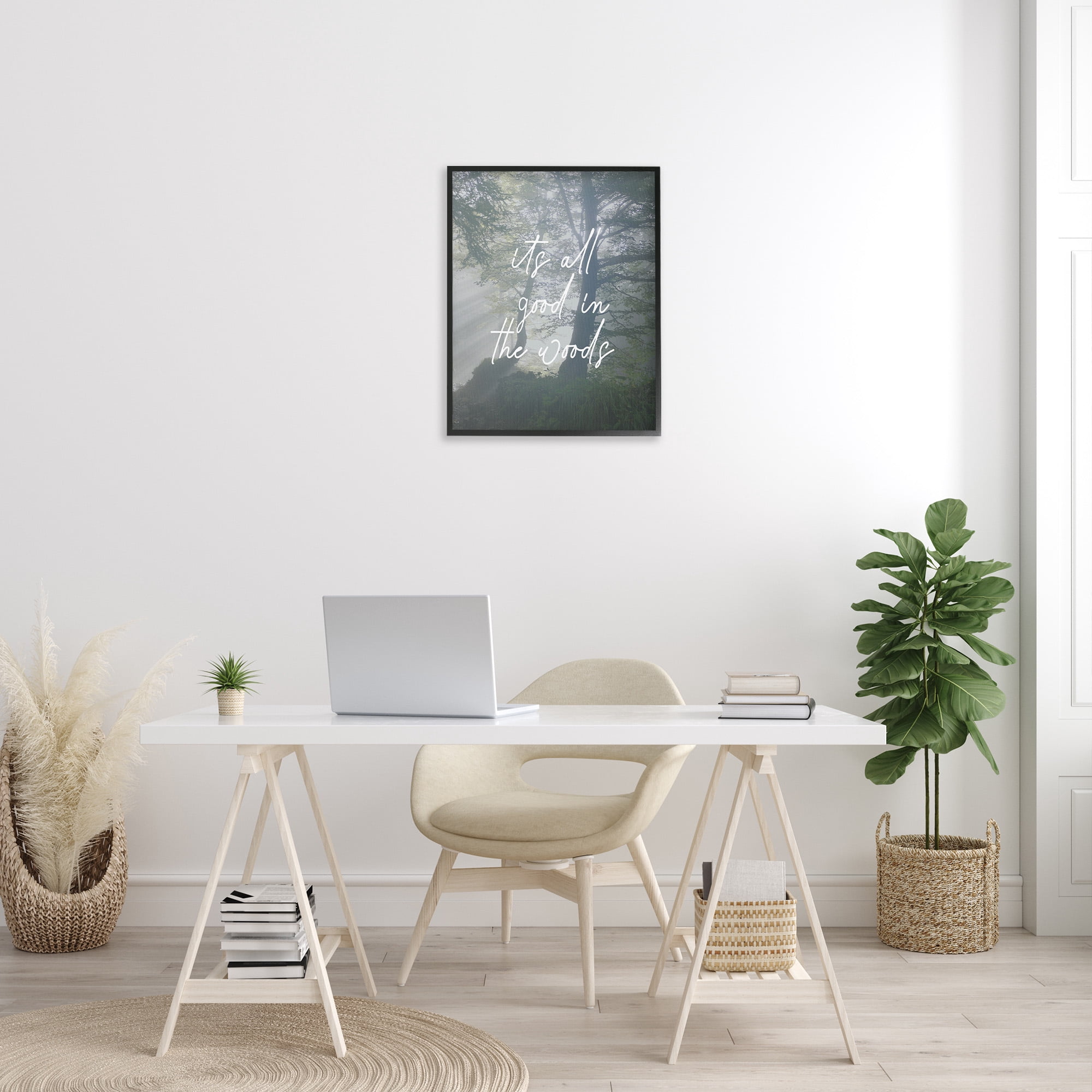 Stupell Industries All Good In Woods Landscape Painting Black Framed Art Print Wall Art, 24 x 30