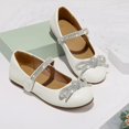 thumbnail image 2 of Kushyshoo Beige Girl's Bow Mary Jane Dress Shoes Ballet Princess Flats with Rhinestone Strap 8M, 2 of 6