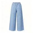 thumbnail image 6 of Maplenight Womens Plaid Pants Wide Leg Elastic High Waist Pleated Casual Pants Summer Vacation Office Trousers with Pockets, 6 of 6